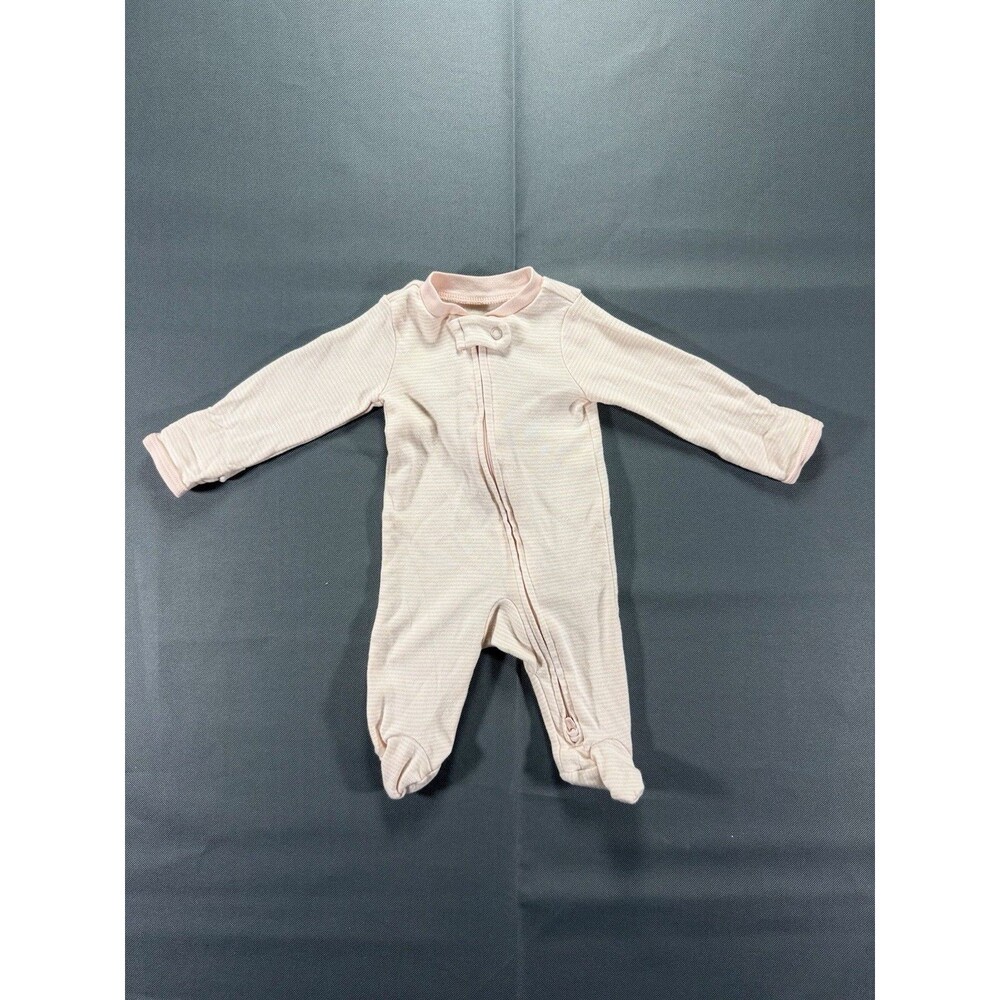 Carters Babygirl Pink And White Striped Zip Up One Piece Pajama Size Newborn